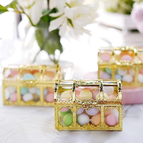 Image of SATYAM KRAFT 6 Pcs Golden Decorative Acrylic Gift Boxes | Empty Mini Storage Box for Sweets, Jewellery, Wedding Return Gifts | Shaadi, Engagement, Pooja, Festive Gifting (4 x 6.5 cm, Small)