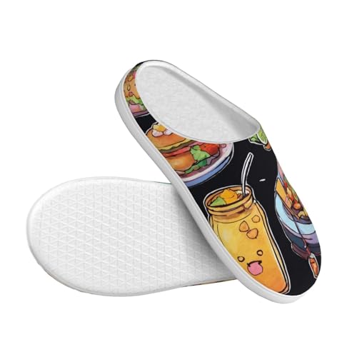 ADAhgu Gesunde Lebensmittel-Druck-Hausschuhe für Erwachsene, waschbar, für Damen und Herren, atmungsaktiv und gemütlich, Winterschuhe
