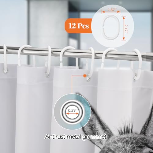 Image of Aimego Funny Donkey are You Pooping Shower Curtain Novelty Hilarious Whimsical Rustic Farmhouse Black and White Bathroom Bath Decor Bathtub Curtain Fabric Shower Curtain Set with 12 Hooks, 72 inchx72 inch