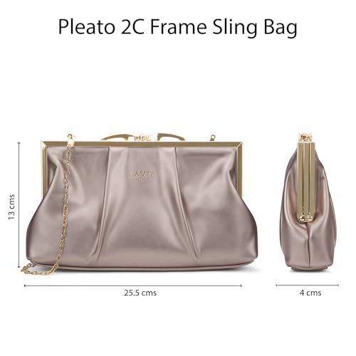 Image of Lavie Luxe Women's Pleato 2-Compartment Frame Cross Body Sling Bag | Ladies Purse Handbag | Gift for Women