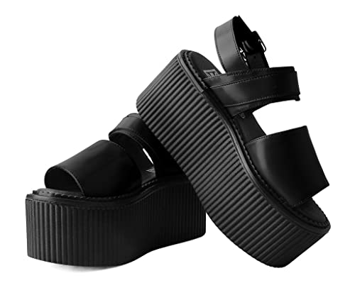 T.U.K. Black Brush-Off Stratocreeper Sandals for Women, High Platform Creeper Sandal2