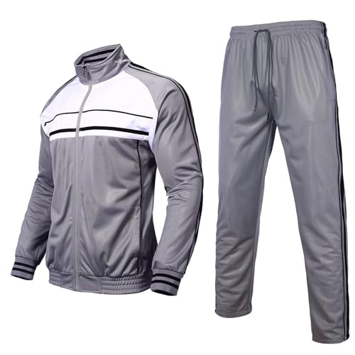 Mens Tracksuit set Classic Striped jogger sweat suit outfit 2 pieces for big tall men outdoor activewear