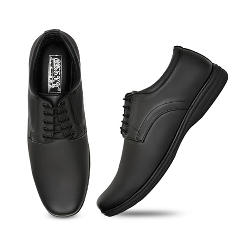 Image of Men's Faux Leather Formal Shoes | Stylish Lace-Up Office Wear Shoes for Men | Comfortable Lightweight Business Footwear | Synthetic Leather Dress Shoe for Parties & Daily Use