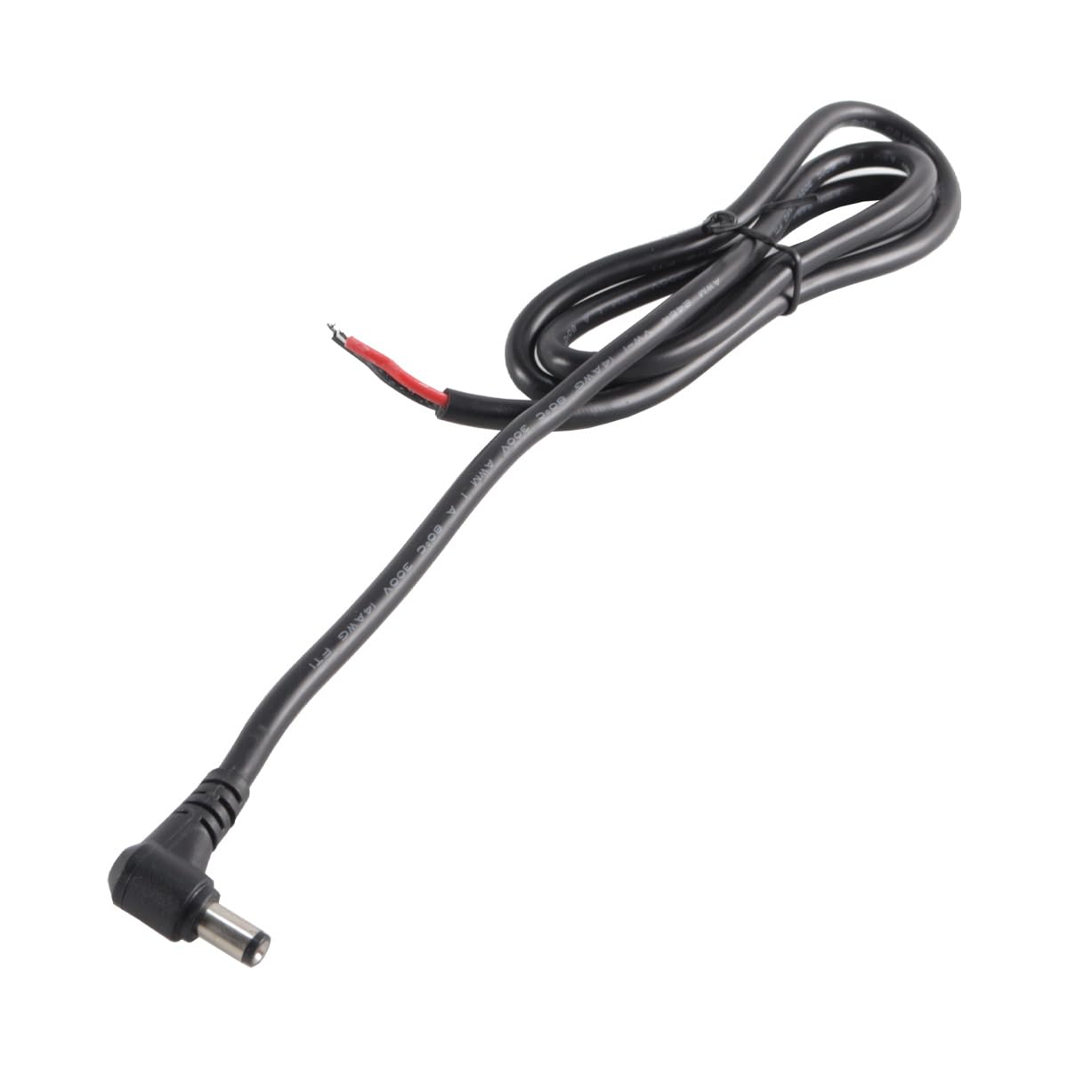 WANGCL Opakowanie 2 szt. kabla zasilającego DC 15 A, kątowego, z wtykiem męskim 5,5 x 2,1 mm i 2-żyłowym gołym końcem (do kamery CCTV, przedłużenie/naprawa pod kątem 90°)