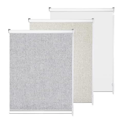 Homebox 100% Blackout Roller Window Shades,Blinds for Windows with Waterproof Fabric,Thermal Insulated,UV Protection,Roller Blinds for Home,Bedroom,Bathroom,Office,Easy to Install,Grey,34" W x 72" H Cover
