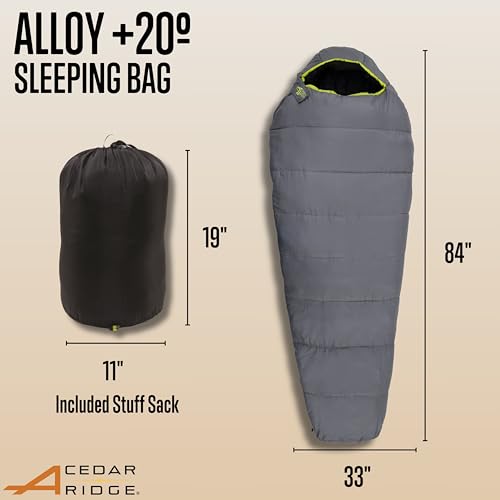 ALPS Cedar Ridge Alloy 20 Bolsa de Dormir – Bolsa de Dormir para Camping de 20 Grados con Aislamiento PolyLoft, Exterior de Poliéster Duradero, Construcción de Dos Capas y Bolsa de Compresión para Camping y Viaje miniatura 3