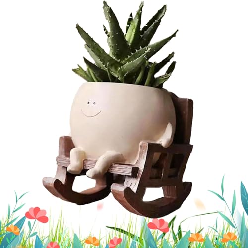 Rocking Chair Planter - Rocking Chair Plant Pot,Cute Succulent Pot for Garden Balcony (Style B)