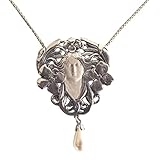 Halskette aus 925 Silber neu hergestellt Frauenkopf im Blütenkranz