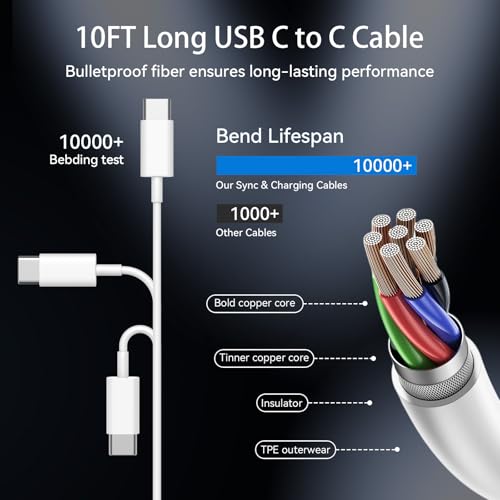 iPhone 18 17 16 15 Charger Fast Charging PD 40W, 10 FT USB C Charging Cable - image 2
