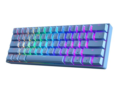 Image of HK GAMING GK61 60% v3 | Hotswap Mechanical Gaming Keyboard | 61 Keys Multi Color RGB LED Backlit for PC /Mac Gamer | US Layout (Blue, Gateron Optical Blue)