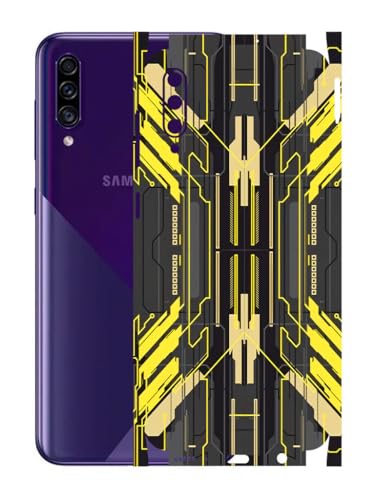 Image of AtOdds - Samsung Galaxy A30s Mobile Back Skin Sticker - Lamination - Rear Screen Guard Protector Film Wrap (Coverage - Back+Camera+Sides) (Design - Cyber Yellow)