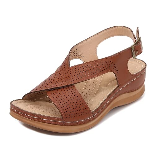 ZPLMIDE Sandalias de talla grande para mujer, sandalias de playa con hebilla bohemia, plantilla suave, ortopédica, soporte para arco Cover