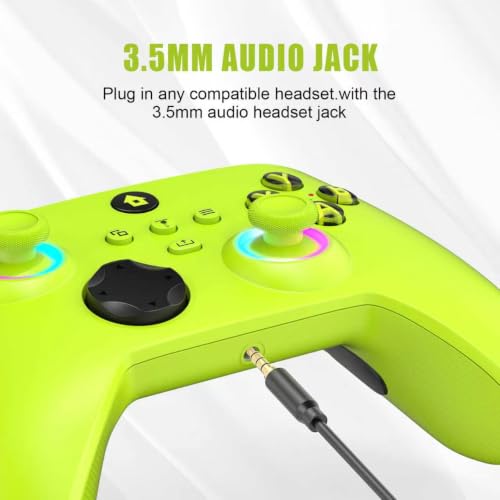 Image of W&O Wireless Controller for With Xbox One, Xbox Series X /S, Xbox One X /S, PC, With RGB LED Light, Mappable Buttons, With 2.4GHZ Wireless Adapter Gamepad (Electric Volt)
