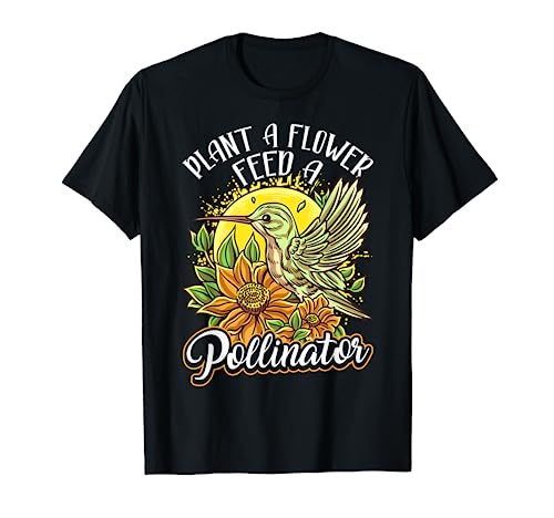 Pollinator Hummingbird & Flowers Cottage core Aesthetic T-Shirt
