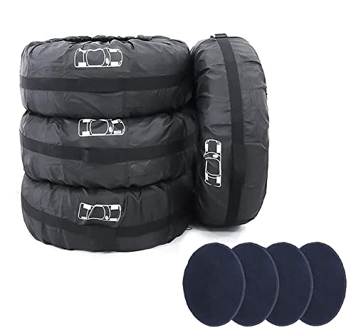 UCARE 4pcs 31in Spare Tire Covers Waterproof 420D Oxford Adjustable Seasonal Tire Storage Bag Dustproof Tire Wheel Protection Covers with 4pcs Black Wheel Felts