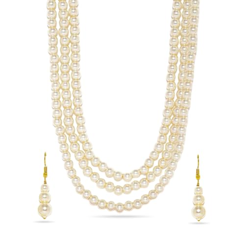 Image of Rubans Pearl Necklace Set Traditional Statement Jewellery Gift for Women & Girls
