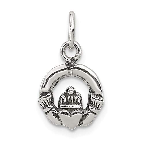 925 Sterling Silver Solid Polished Open back Mini for boys or girls Irish Claddagh Celtic Trinity Knot Charm