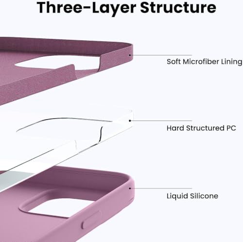 Image of Elzzi Liquid Silicone Cover Compatible for iPhone 13 Pro Case Smooth Touch Gel Rubber Wireless Charging Phone Cases Non-Slip Full Body Protective Shockproof Back Cover 6.1 Inch, Lilac
