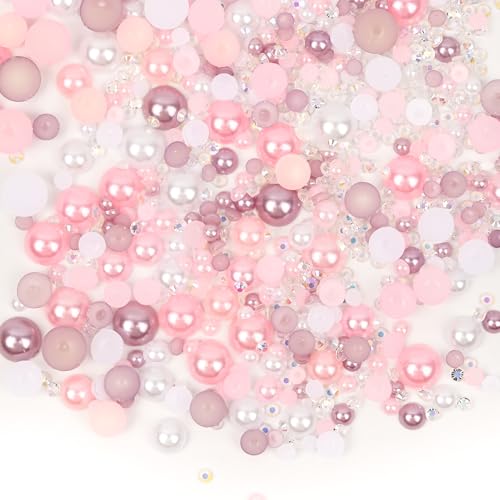 30 g de pierres précieuses pour loisirs créatifs, mélange de strass roses et de perles à dos...