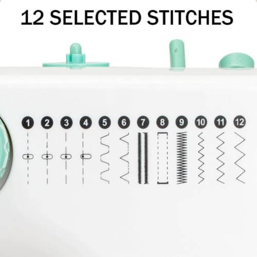 Machine à coudre portable avec kit accessoires et 12 points pour couture domestique DIY