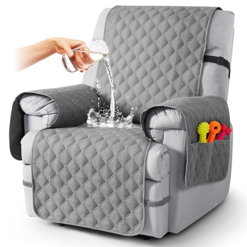Image of TAOCOCO 100% Waterproof Recliner Chair Covers Reversible 22 inch, Light Gray
