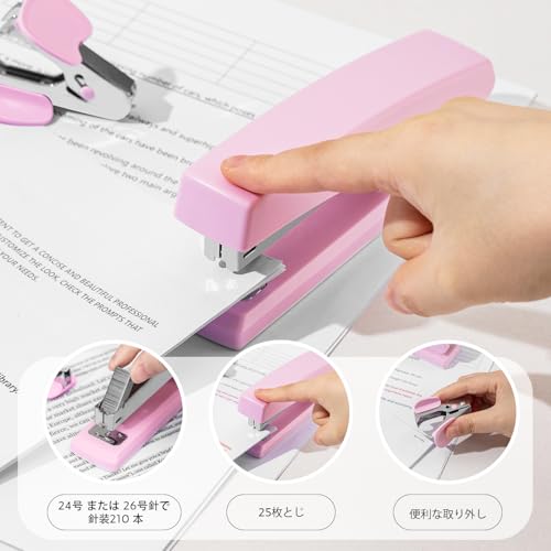 Deli Stapler, Desktop Stapler, Office Stapler, 25 Sheet Capacity, Includes 1000 Staples and Staple Remover, Pink - Image 5