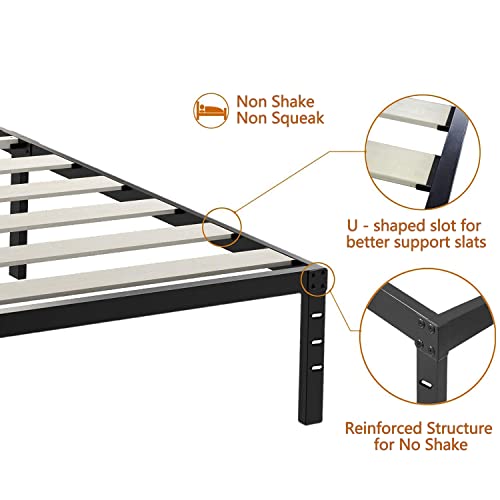 image for ZIYOO California King Bed Frame 16 Inch Wooden Slats Platform,3500lbs 