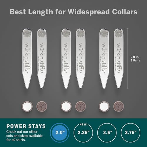 Würkin Stiffs Power Stays Magnetic Collar Stays|Power Stays with Storage Case | Metal Shirt Collar Stays for Men Clothing