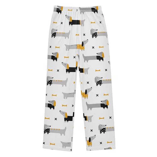 Boys' Pants Yellow and Grey Dachshund Dogs Long Bottoms Jogger Pants Elastic Waist Trousers with Pockets S-XL