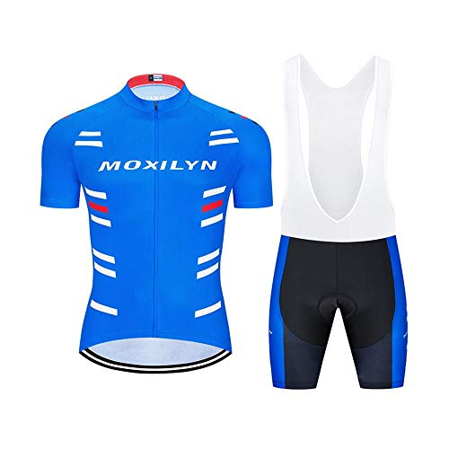 MOXILYN Men Cycling Jersey kit Short Sleeve Mountain Bike Shirt Bicycle MTB Jersey and Bibs 20D Gel Padded Bike Clothing Set