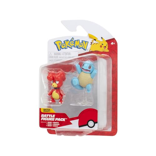 Pokemon Battle Figure 2 Pack (Magby & Squirtle #5) W19 Figure, Red, 2 pulgadas y 3 pulgadas - Image 3