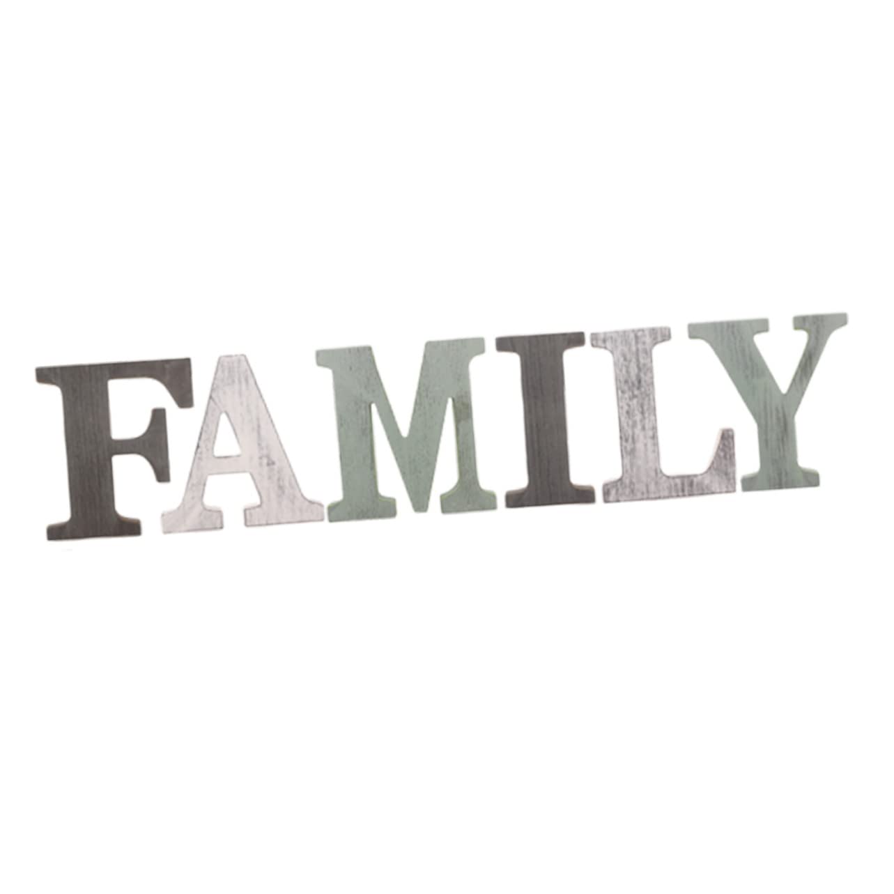Insegna Decorativa Murale in Legno Family Verde per Casa, Hotel e Bar | Mdf, Finitura Rustica, da Esporre su Mensole o Bancone, Decorazioni Legno per Parete Soggiorno, Stile Moderno