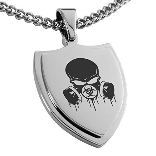 Tioneer Stainless Steel Biohazard Skull Gas Mask Shield Pendant Necklace