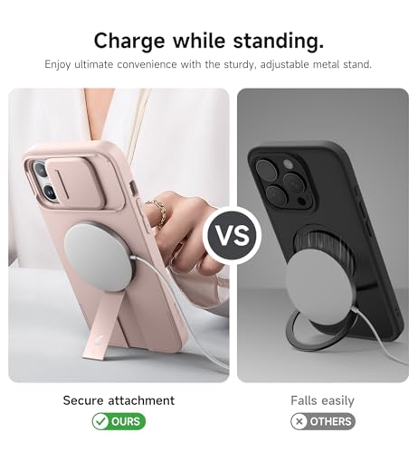 Coque magnétique iPhone 13 Pro Max antichoc avec support réglable rose - 5