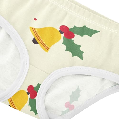 Girls' Triangle Panties Breathable Underwear for Girls Bell Holly Christmas Pattern4