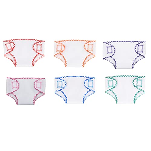 TOYANDONA Baby Doll Diapers, 6pcs Reusable Doll Diapers Adjustable Doll Underwear for 18 inch Dolls Baby Doll Accessories
