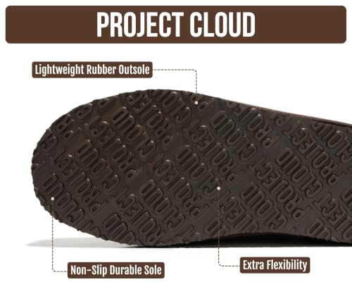 Image of Project Cloud Mens Slippers Genuine Leather Australian Shearling Slippers | Memory Foam Insole Non Slip Fuzzy Shoes Indoor Outdoor Warm Cozy Footwear Everyday Comfort Soft Lining Cushioned Sole Easy On