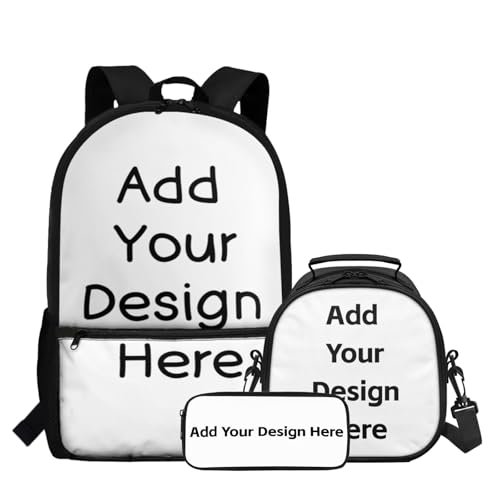 Personalized Backpack for Boys with Lunch Bag Customized Kids Bookbag with Name Picture 3 Pieces Boys School Bag for School Ages 5-7 for Primary School3