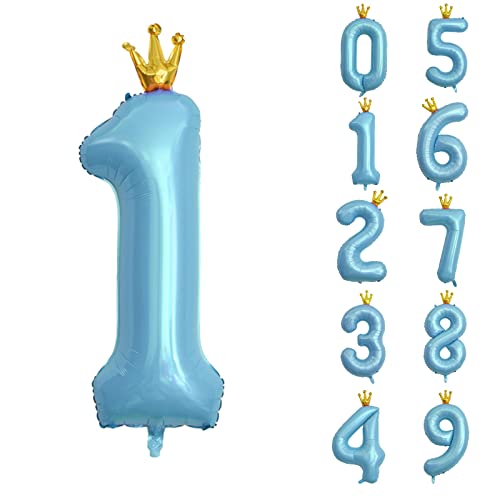 養楽堂 誕生日 数字バルーン 数字 王冠 40インチ 0-9 大きい 風船 セット バースデー パーティー デコレーション セット 飾り風船 パーティー お祝い 結婚式 記念日 お祝い 誕生日 飾り付け 子供 大人兼用 ブルー1