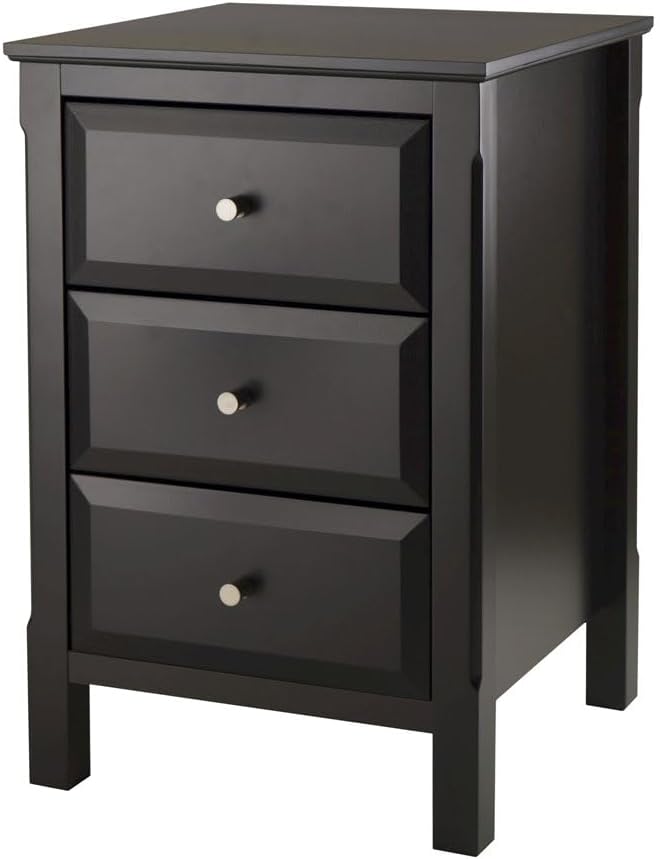 Compact Black Accent Table, Single Drawer Nightstand, Composited Wood Bedroom Furniture, Small Side Table