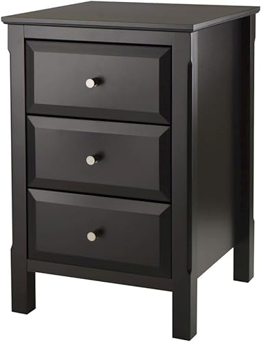 Compact Black Accent Table, Single Drawer Nightstand, Composited Wood Bedroom Furniture, Small Side Table
