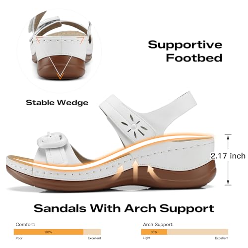 Image of SHIBEVER Wedge Sandals Women Comfortable: Sandals for Women 2026 Dressy Summer Ankle Strap Open Toe Low Heel Platform Wedges Shoes