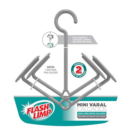 Mini Varal Cinza para 2 pares de Calçados, LAV6797-CZ, Flash Limp