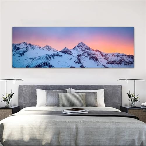 Broderie diamant strass point de croix de prestige paysage montagnard panoramique 90x270cm