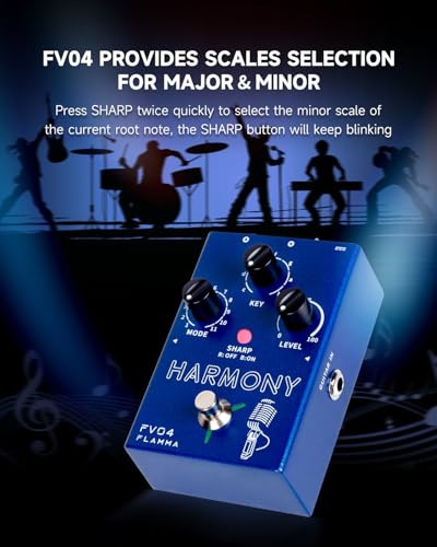Image of FLAMMA FV04 Vocal Harmony Pedal Vocal Effects Processor Stompbox Voice Mic Harmonizer with Reverb 12 Pitches with 11 Different Harmony Modes All-In-One for Singer and Guirist Singing Recording