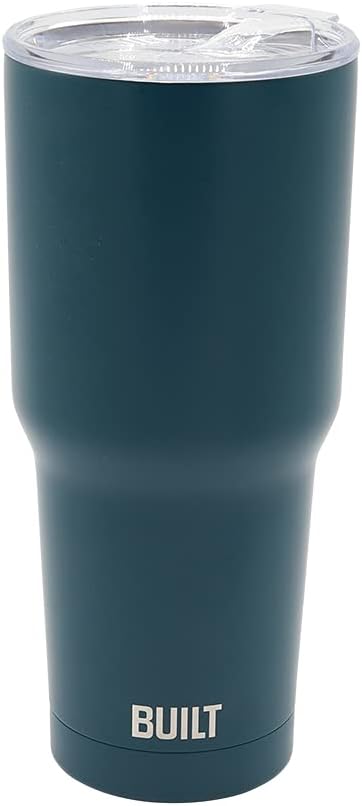 Built30 Ounce Double Wall Vacuum Sealed Stainless Steel Coffee and Water Tumbler Easy to Clean Tritan Lid with Rotating Splash Guard, Teal,5286374