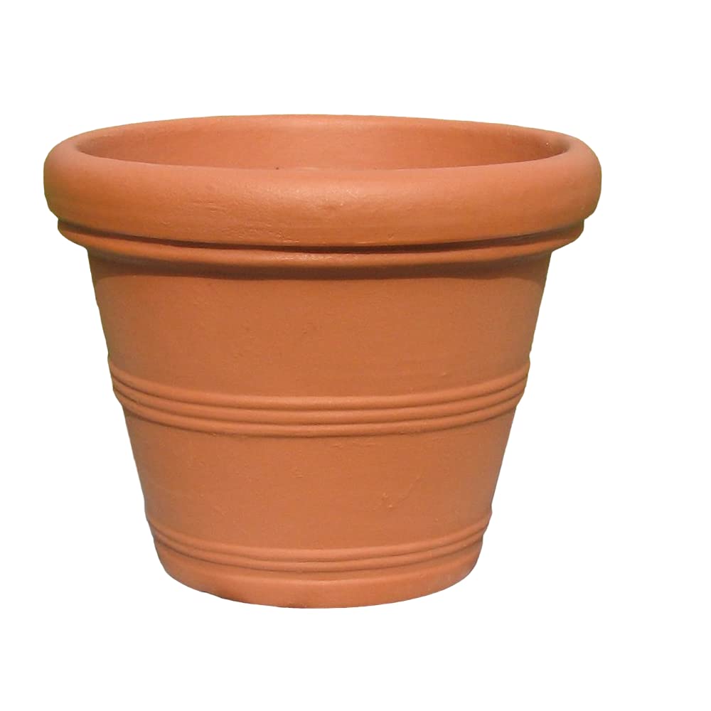 Vaso per Piante Campana Doppio Bordo ICL Dn. 69 cm Alt.56 cm in Resina Colore Terracotta Made in Italy Resistente al Gelo - Antiurto - Leggero