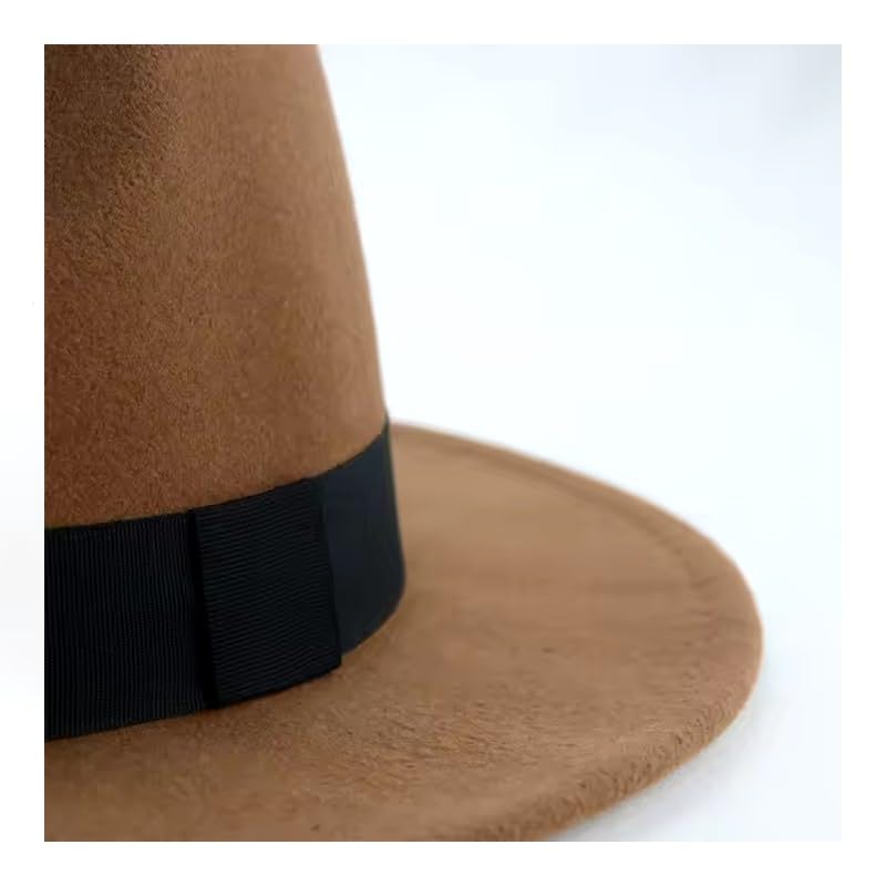Image of Paper Wool Wide Brim Trilby Felt Jazz Fedora Hats for Women & Men