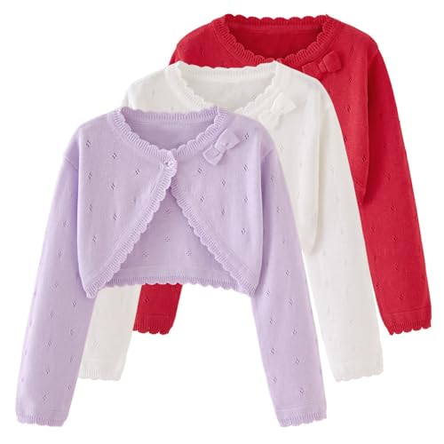 2Pcs Girls' Knit Toddler Cardigan Cotton Soft Button Closure Bolero Shrug Shawl Shirt Sweater3