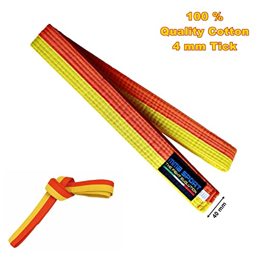 mmasport Judo Aikido Taekwondo Martial Arts Cotton Karate Belt (280 cm, Yellow/Orange) - Image 2